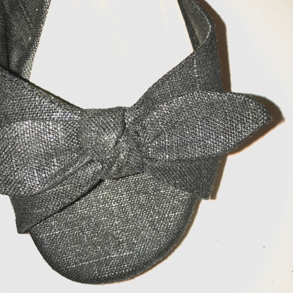 Restricted Black Silver Fleck Cork Wedge Sandals Slides Bow Studded Size 10 - Picture 4 of 13